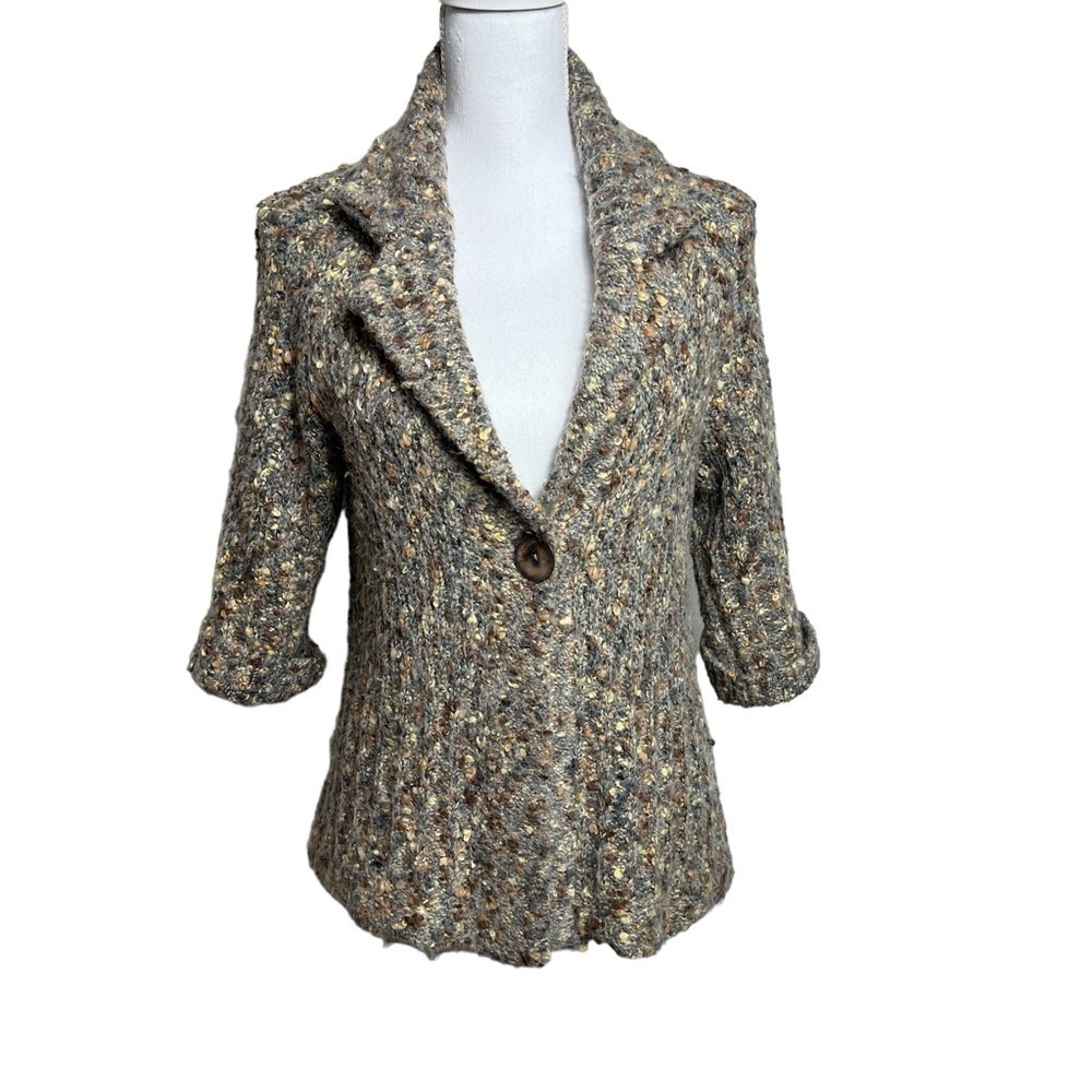 Carole Little Cardigan Sweater Women's Large Alpaca Mohair Blend Single Button